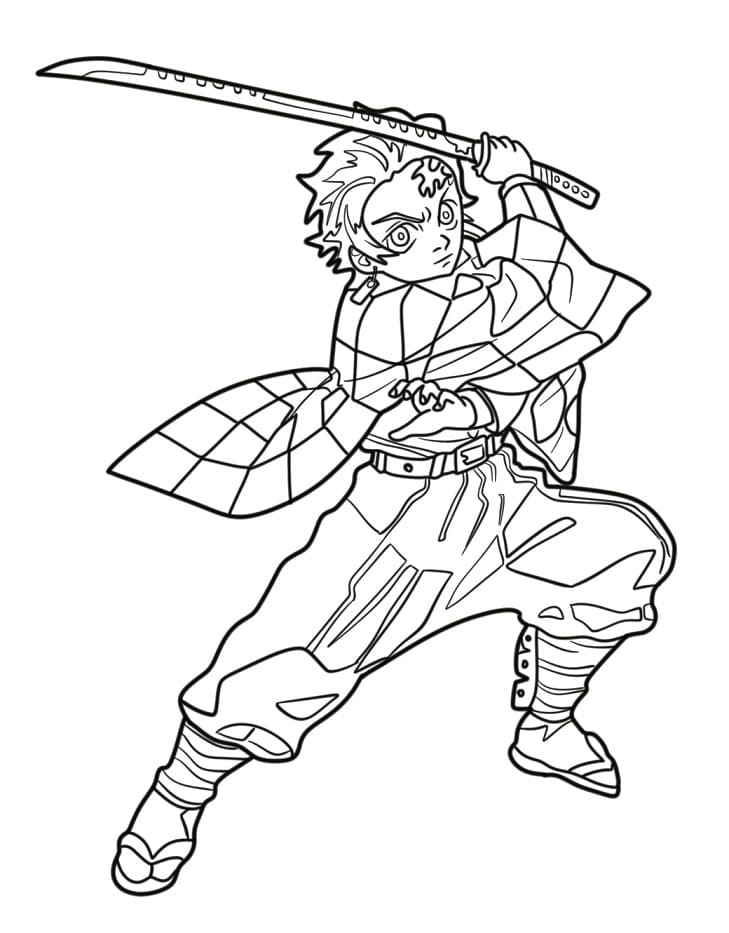 Fise de colorat cu Tanjiro de colorat p26