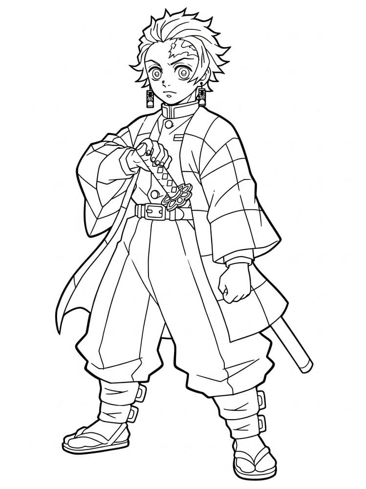 Fise de colorat cu Tanjiro de colorat p29