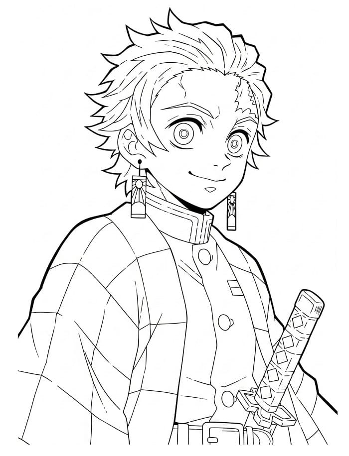 Fise de colorat cu Tanjiro de colorat p31