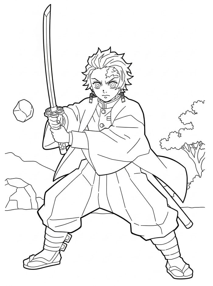 Fise de colorat cu Tanjiro de colorat p32