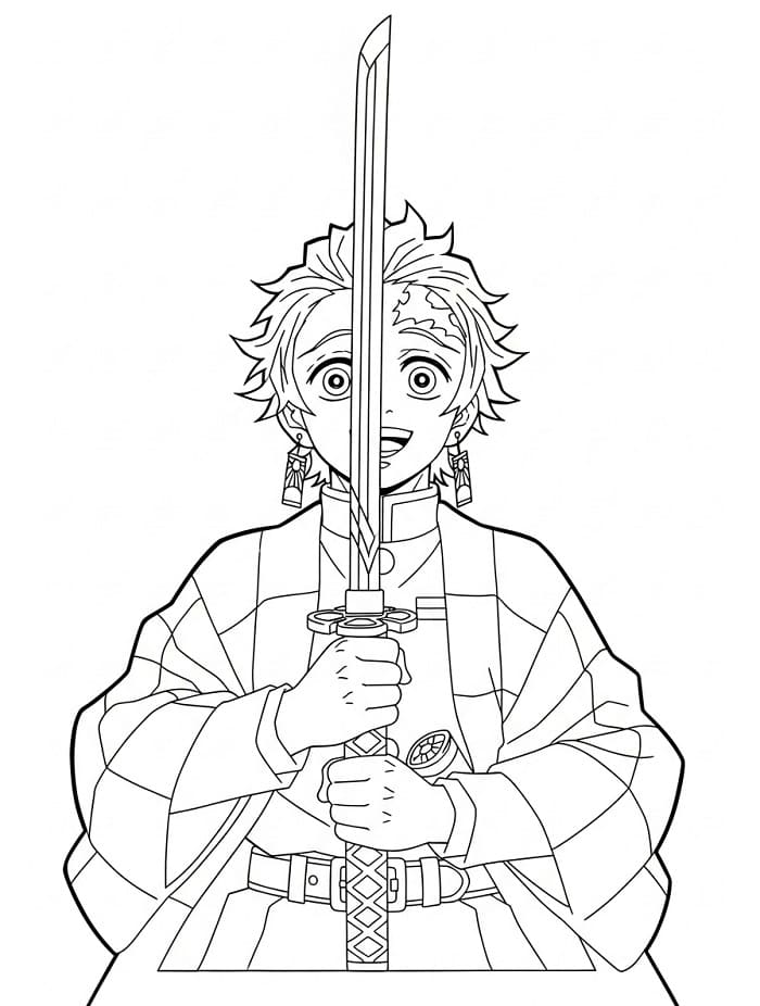 Fise de colorat cu Tanjiro de colorat p34