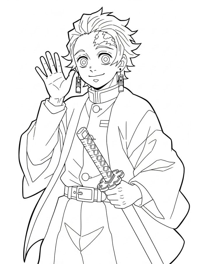 Fise de colorat cu Tanjiro de colorat p35
