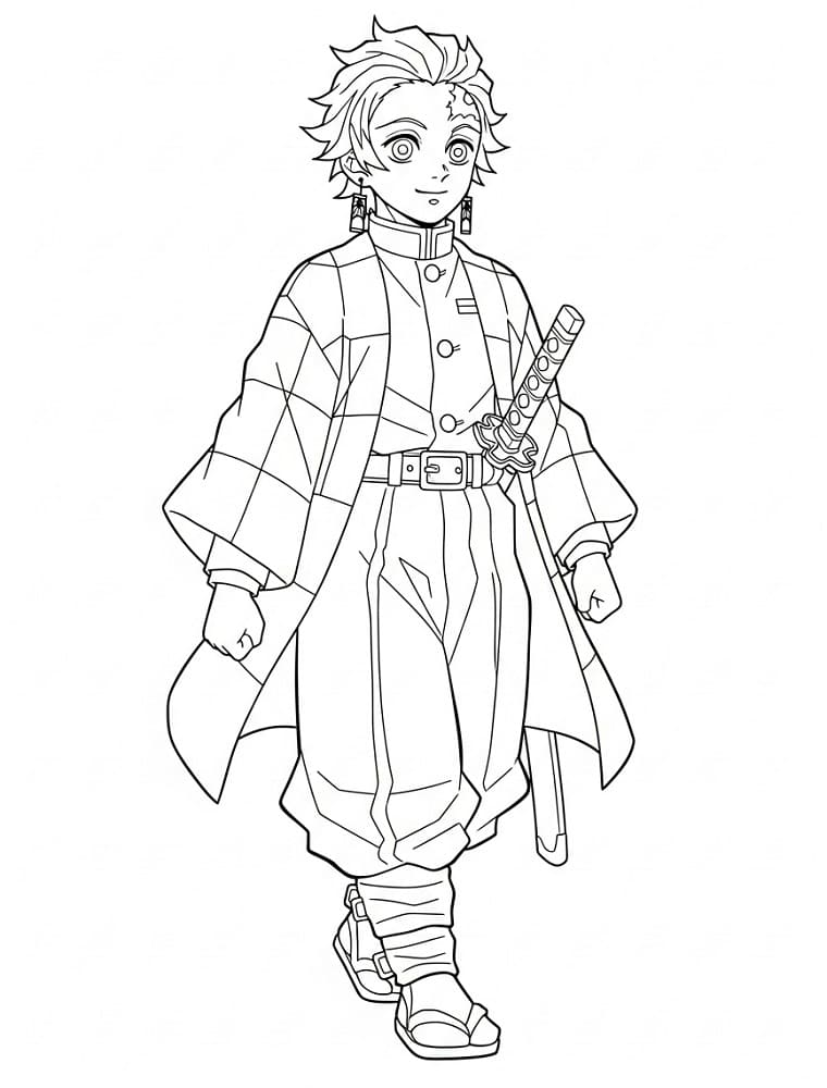 Fise de colorat cu Tanjiro de colorat p36