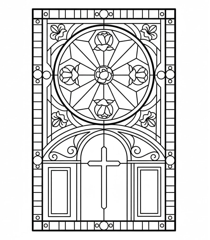 Fise de colorat cu Vitraliu de colorat p01