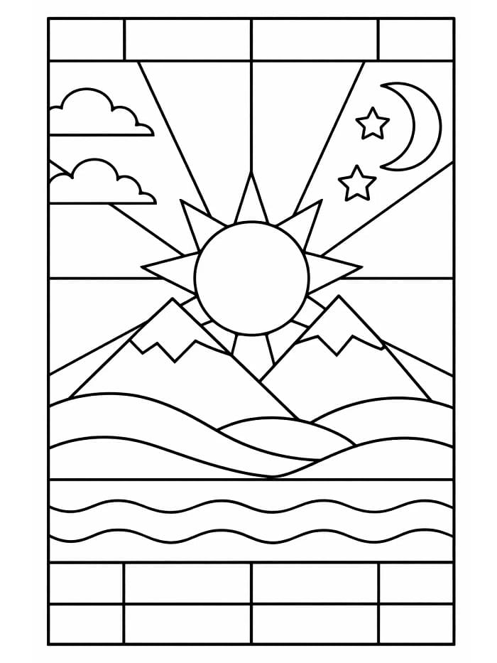 Fise de colorat cu Vitraliu de colorat p03