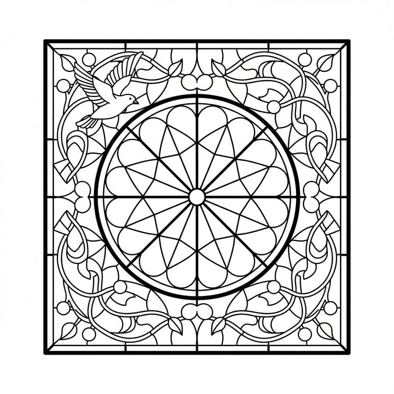 Fise de colorat cu Vitraliu de colorat p04