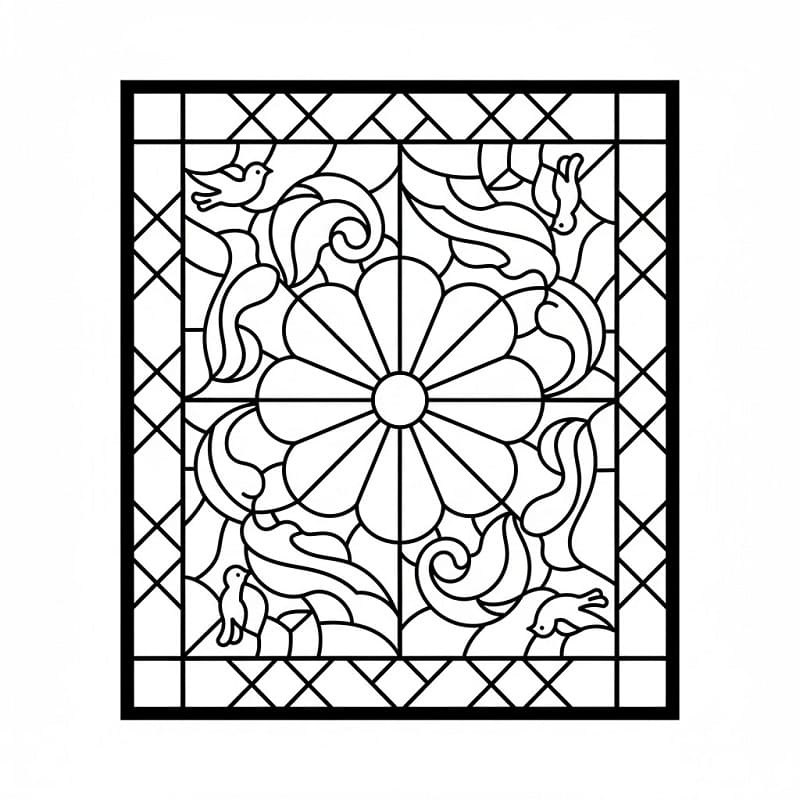 Fise de colorat cu Vitraliu de colorat p05