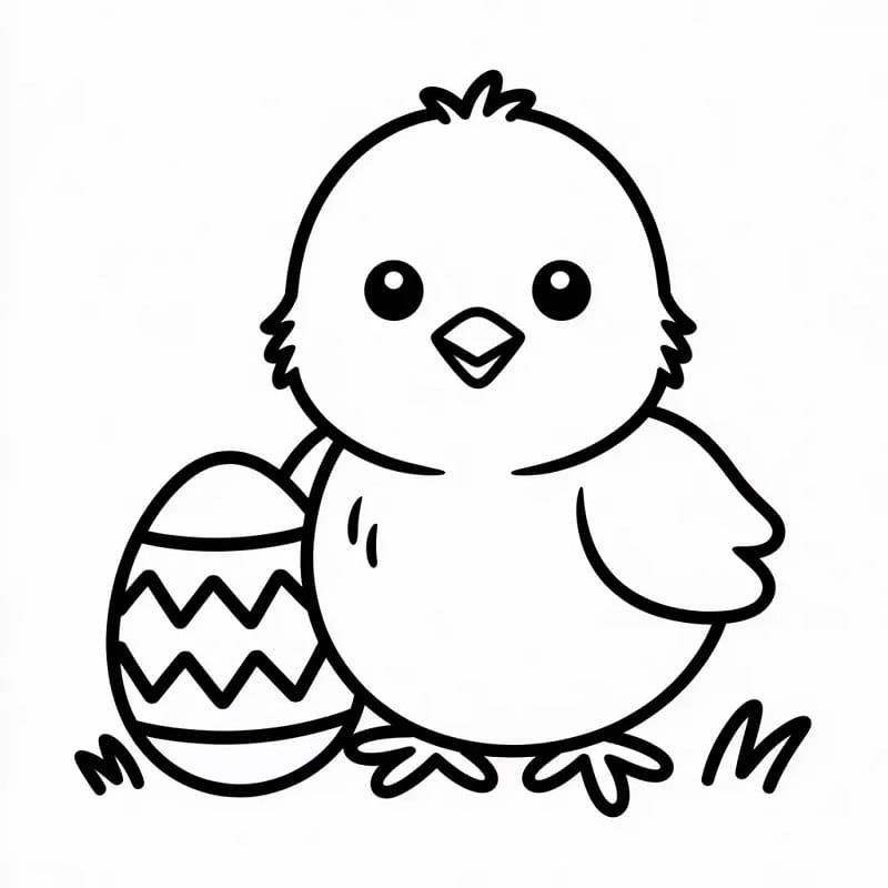 Fise de colorat cu Adorabil Pui de Paște