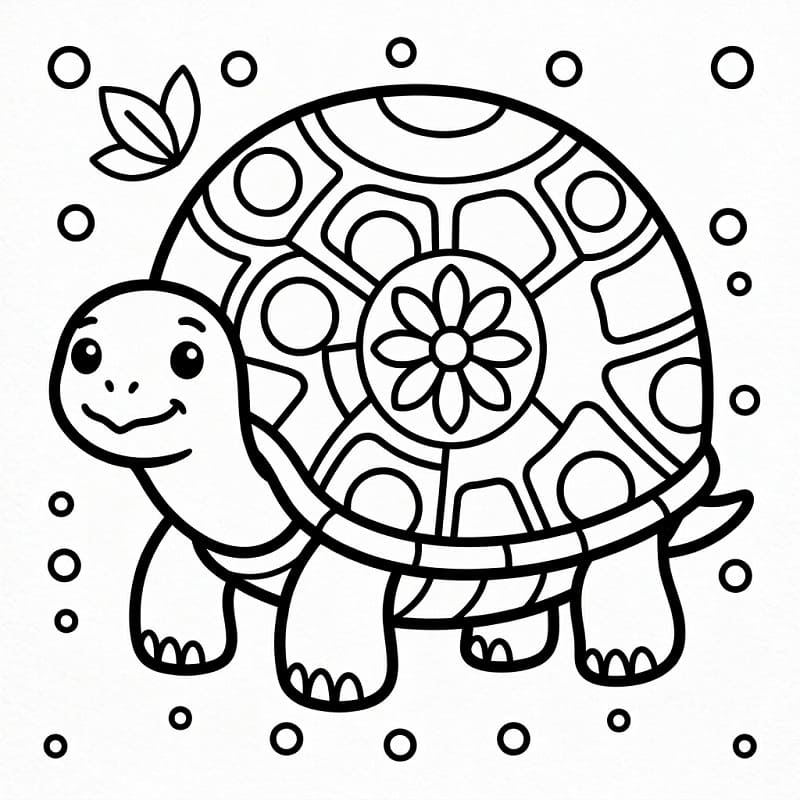 Fise de colorat cu Broască țestoasă în stil mandala animal