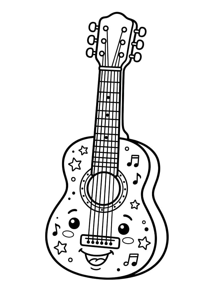 Fise de colorat cu Chitară de imprimat