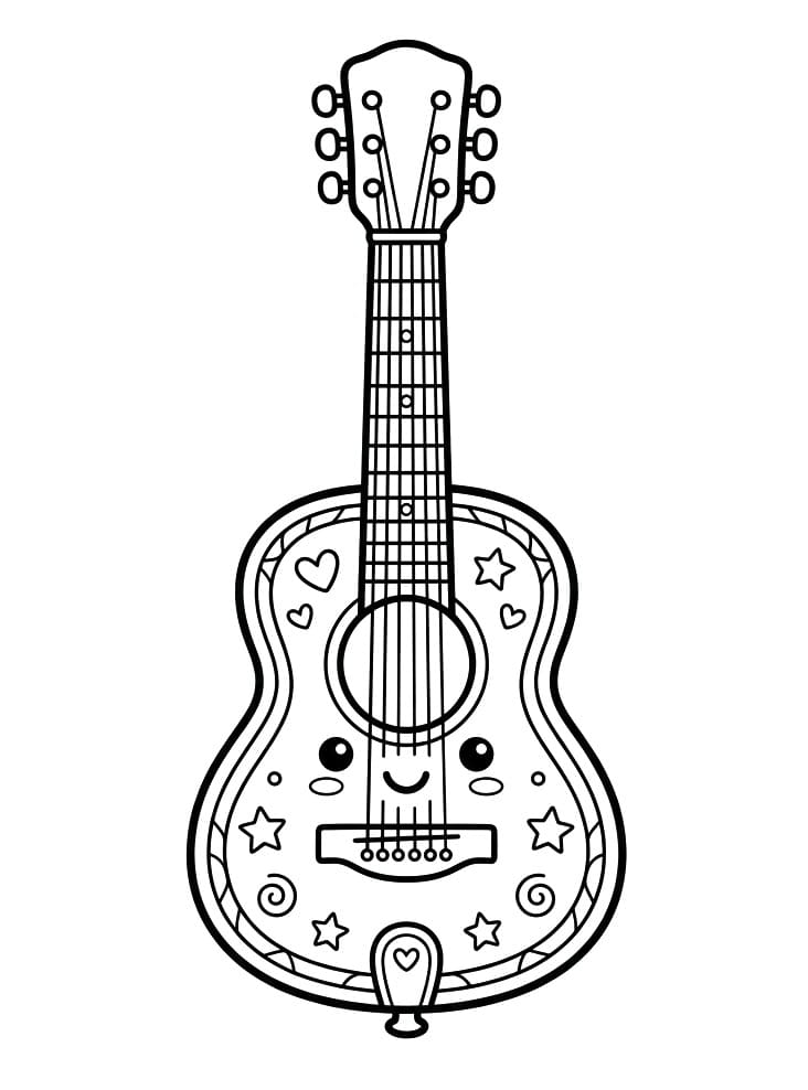 Fise de colorat cu Chitară de tipărit