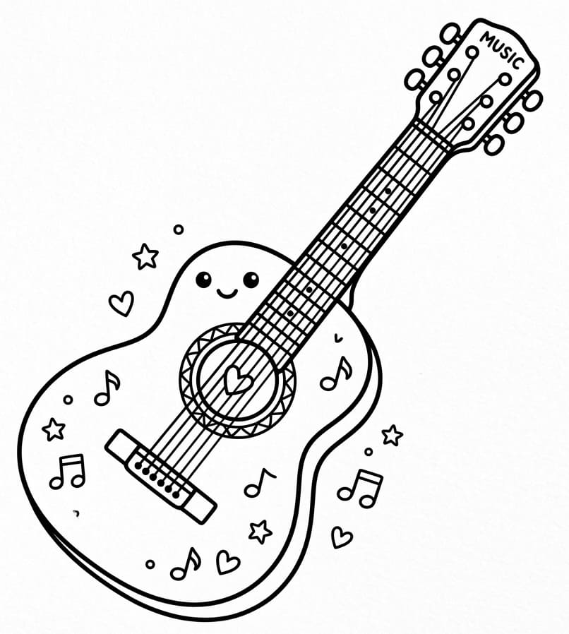 Fise de colorat cu Chitară fără cost