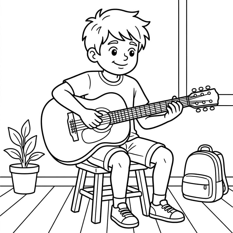 Fise de colorat cu Chitară grozavă