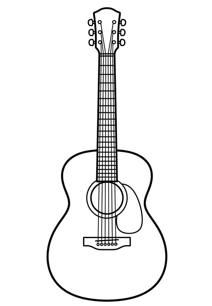 Fise de colorat cu Chitară imprimabilă gratuit