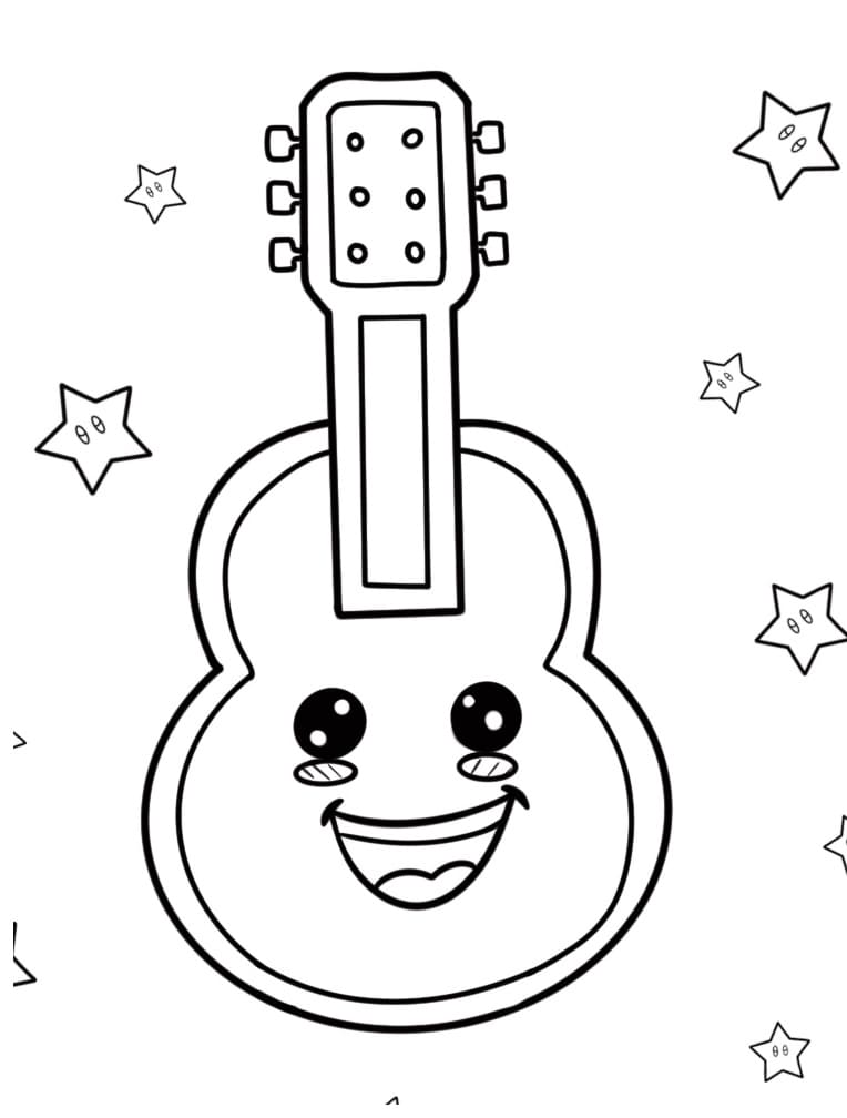 Fise de colorat cu Chitară imprimabilă pentru copii