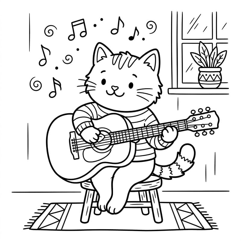 Fise de colorat cu Chitară muzicală