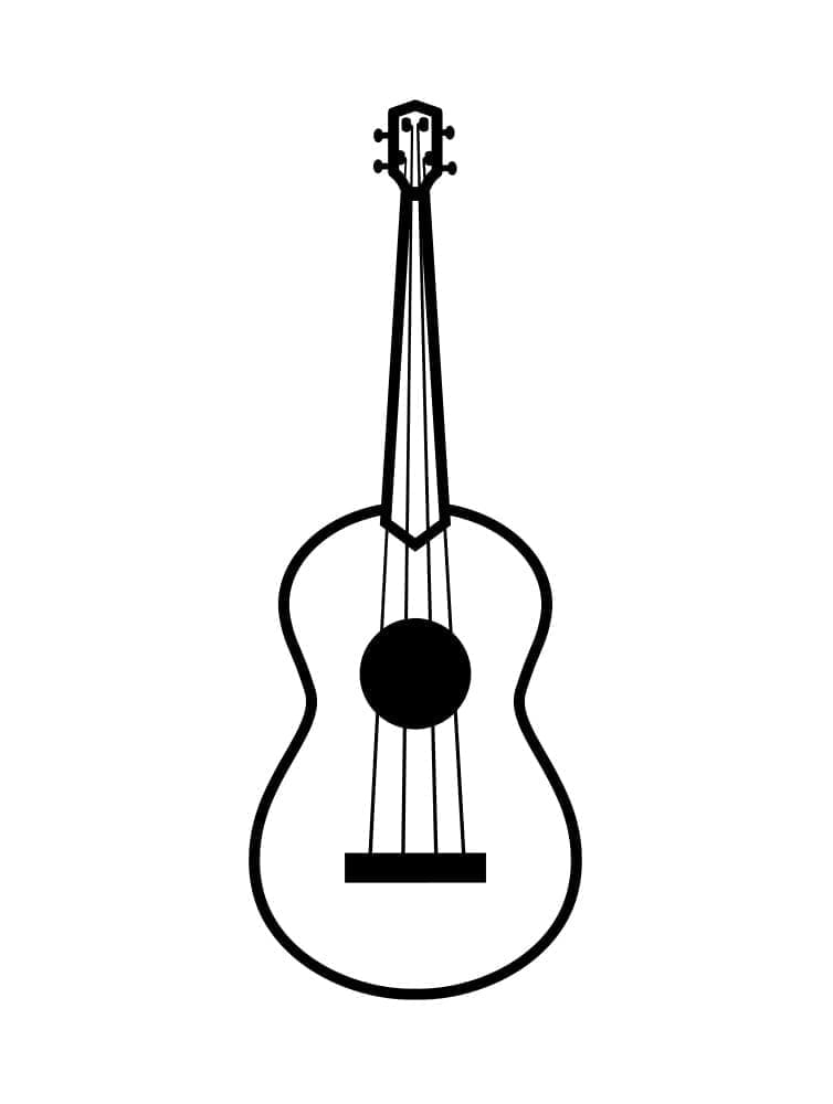 Fise de colorat cu Chitară pentru copii de 1 an