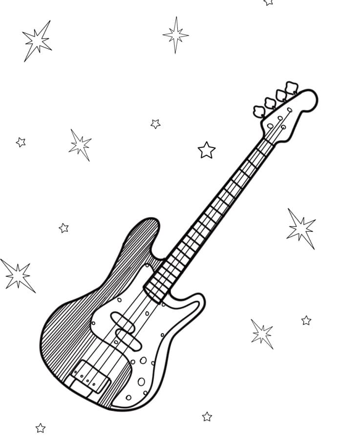 Fise de colorat cu Chitară pentru copii