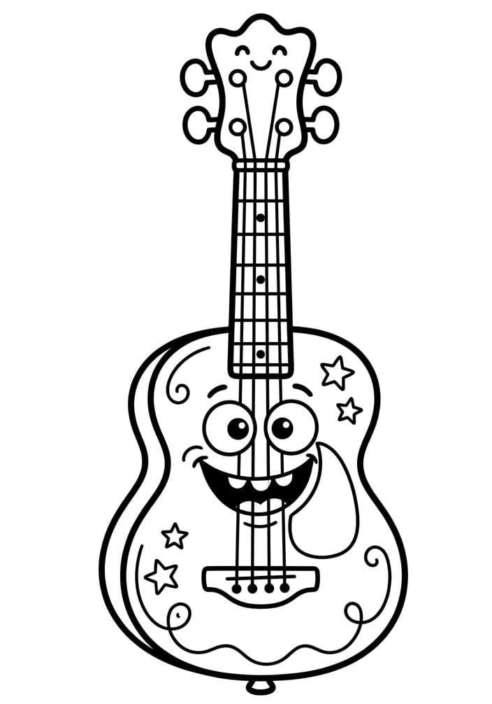 Fise de colorat cu Chitară pentru tipărire