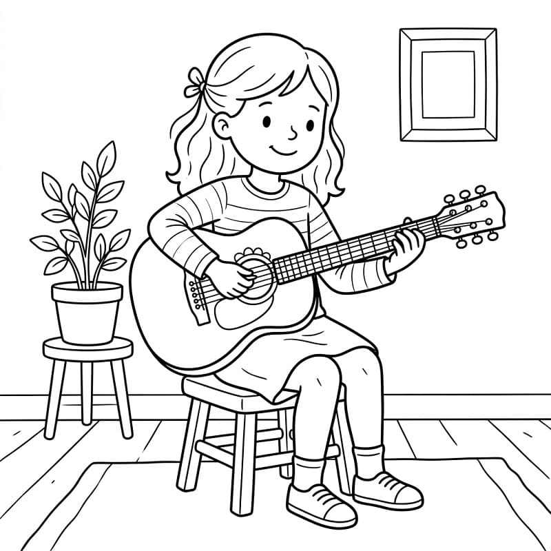 Fise de colorat cu Chitară plăcută