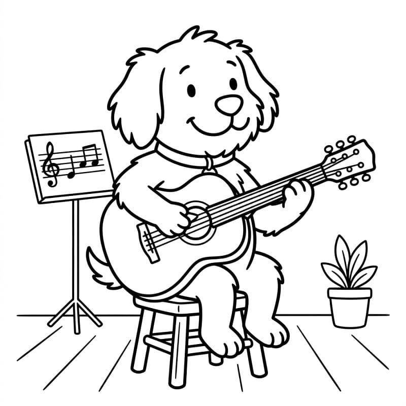 Fise de colorat cu Chitară simplă