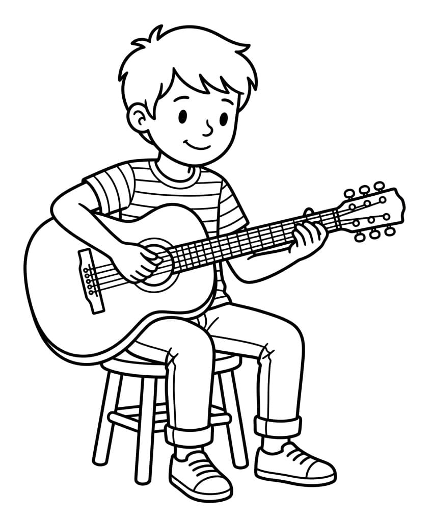 Fise de colorat cu Chitară uimitoare
