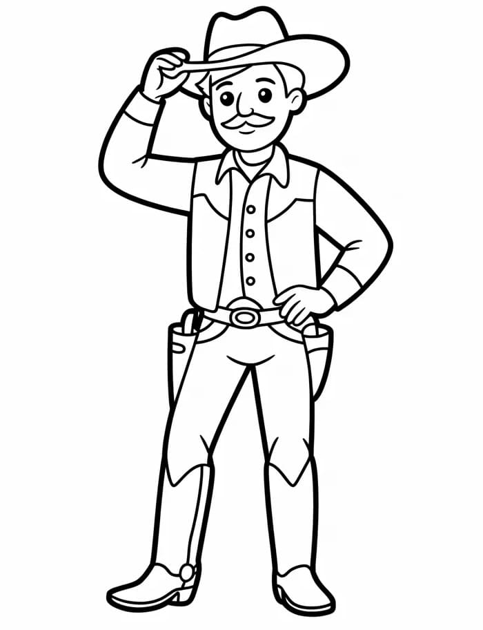 Fise de colorat cu Cowboy animat