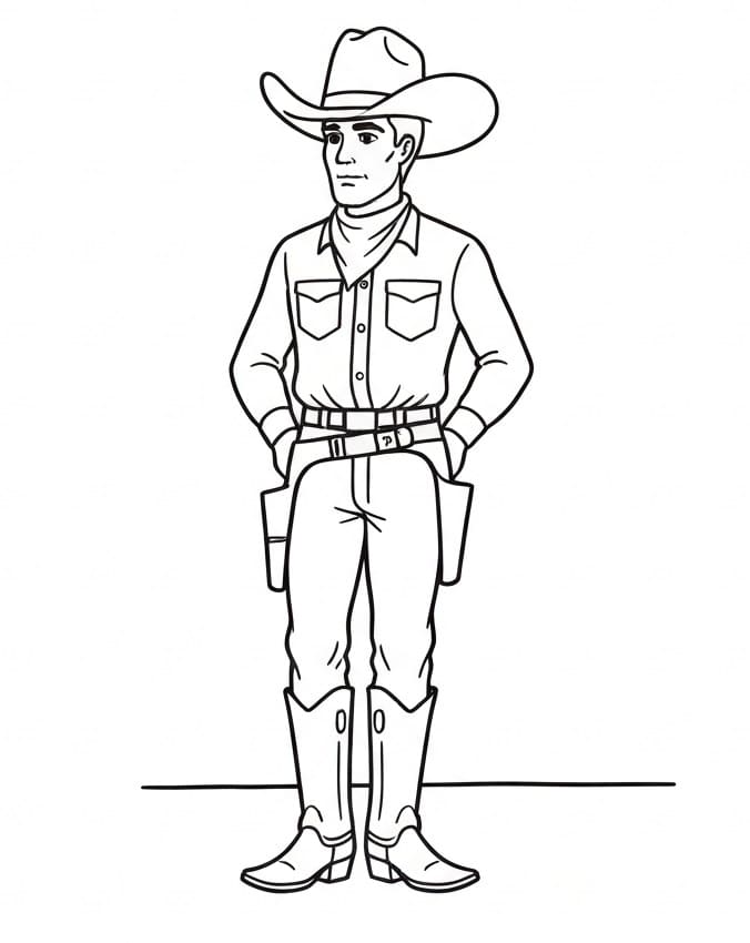 Fise de colorat cu Cowboy cool