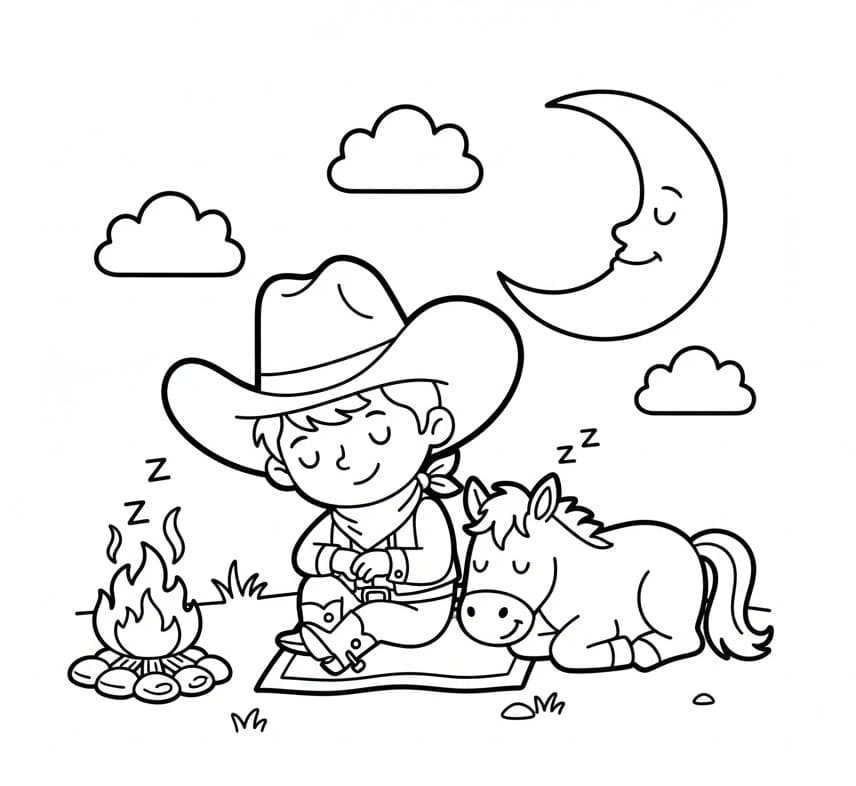 Fise de colorat cu Cowboy de imprimat