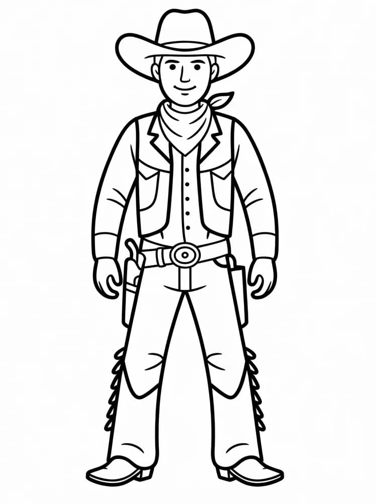 Fise de colorat cu Cowboy fericit