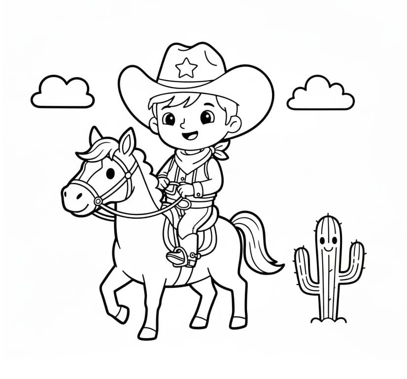 Fise de colorat cu Cowboy gratis imprimabil