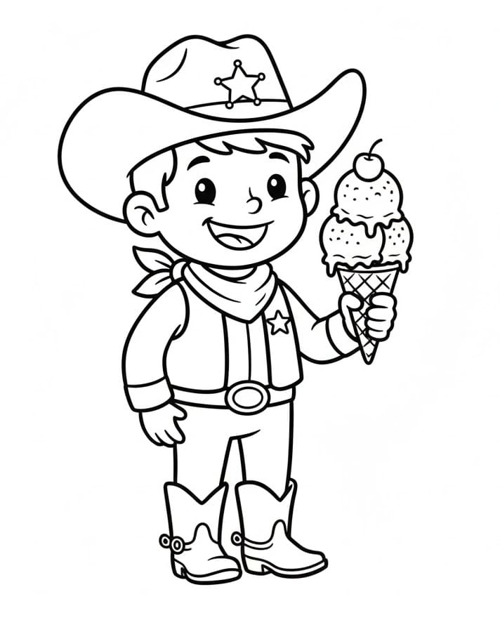 Fise de colorat cu Cowboy gratuit destinat copiilor