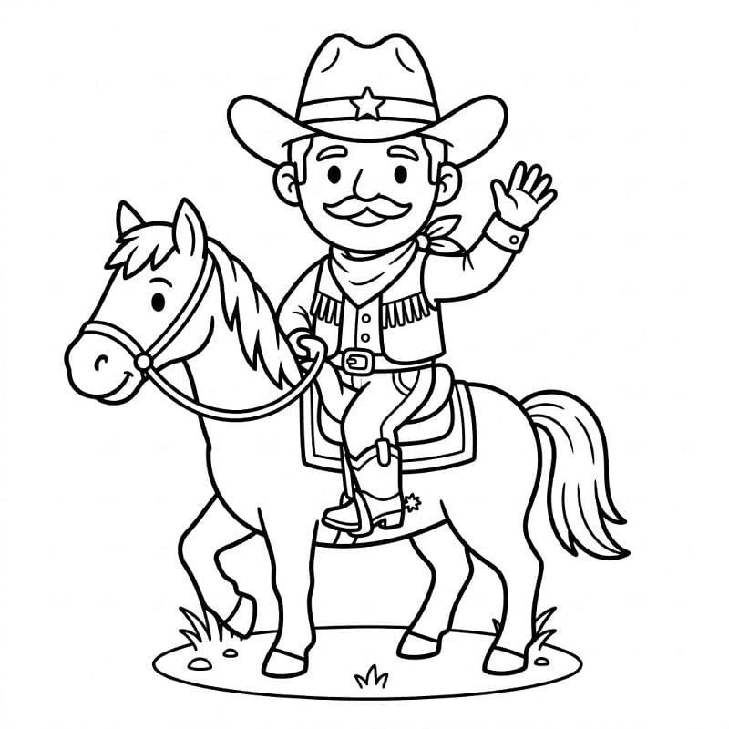 Fise de colorat cu Cowboy gratuit pentru imprimare