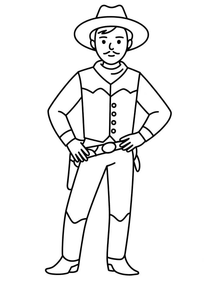Fise de colorat cu Cowboy grozav