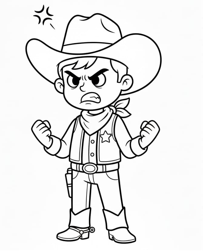 Fise de colorat cu Cowboy imprimabil gratis