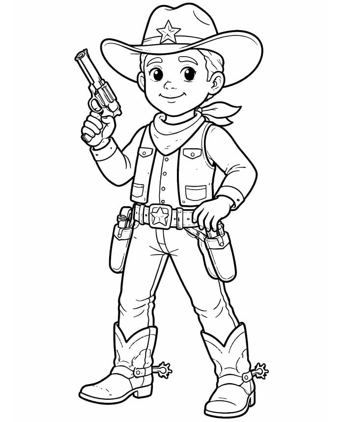 Fise de colorat cu Cowboy imprimabil