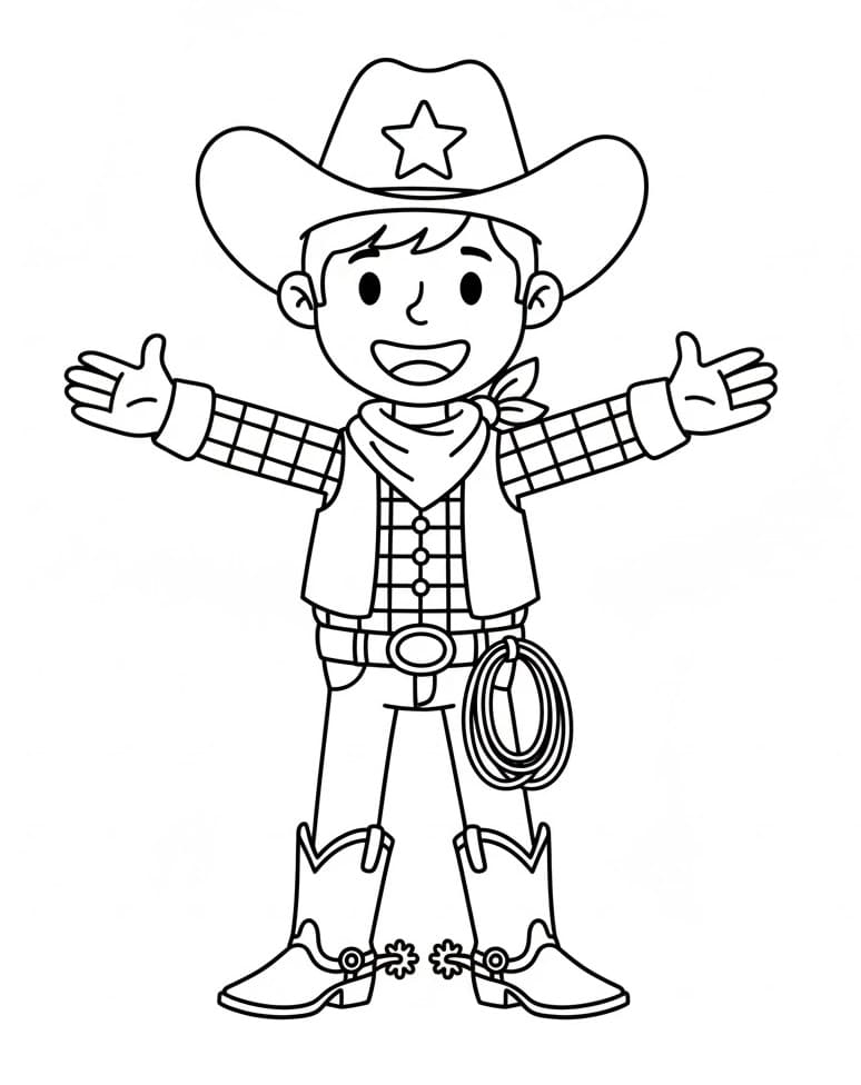 Fise de colorat cu Cowboy pentru tipărire