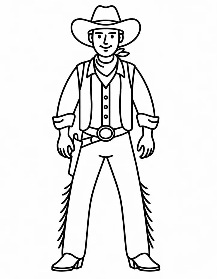 Fise de colorat cu Cowboy simplu