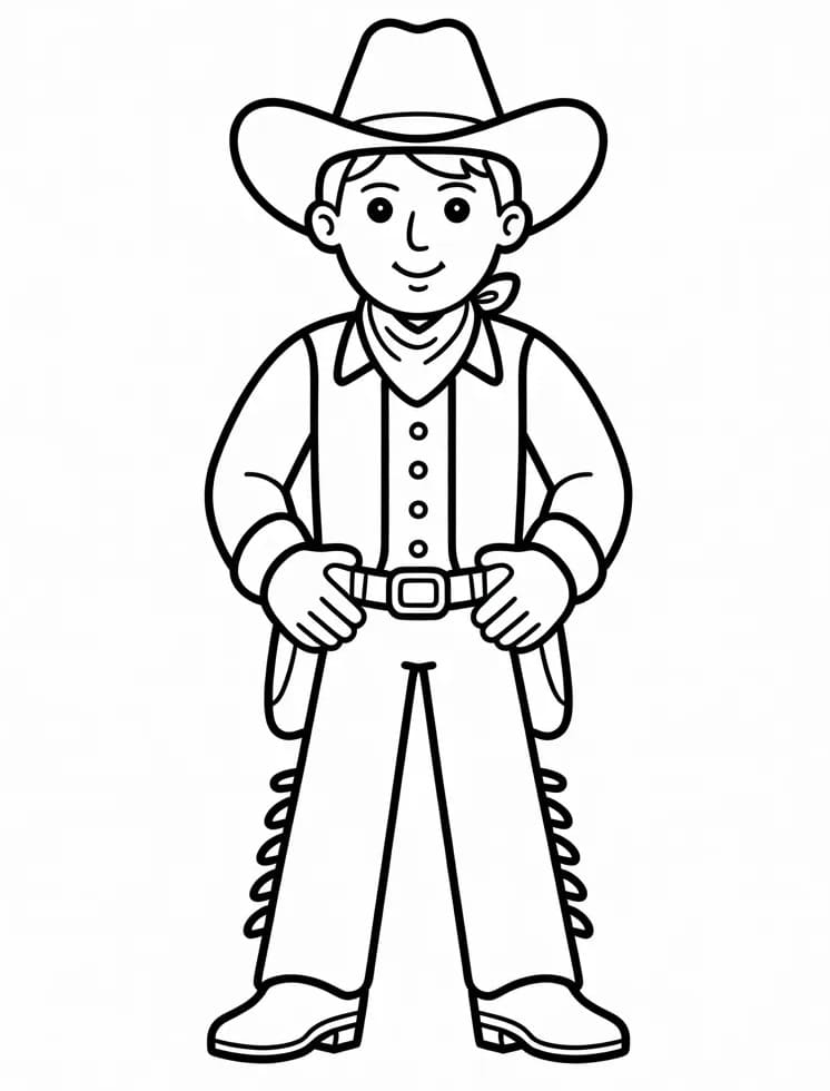 Fise de colorat cu Cowboy ușor