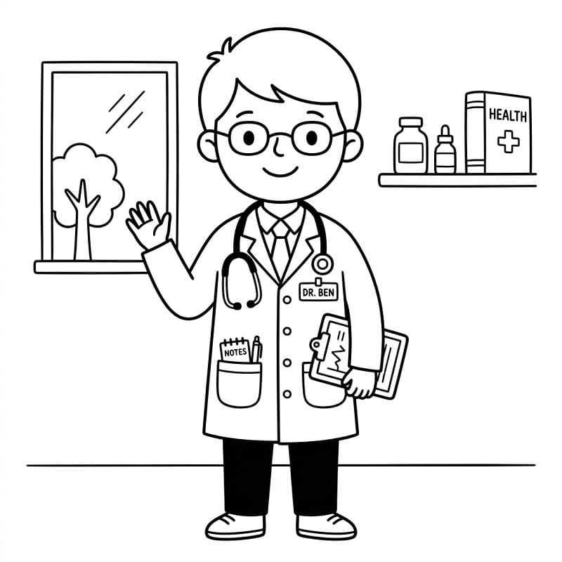 Fise de colorat cu Doctor adorabil