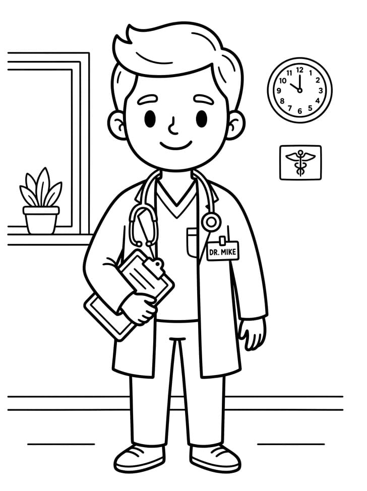 Fise de colorat cu Doctor animat