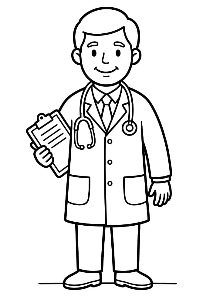 Fise de colorat cu Doctor bărbat