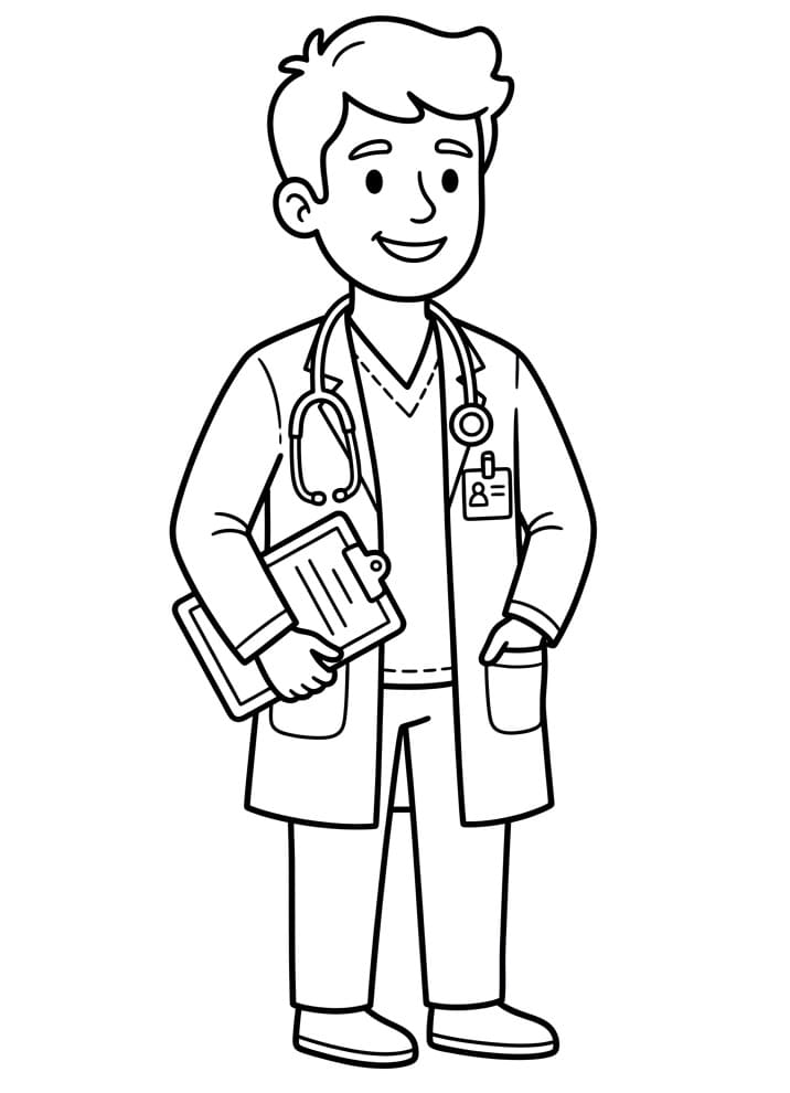 Fise de colorat cu Doctor chipeș