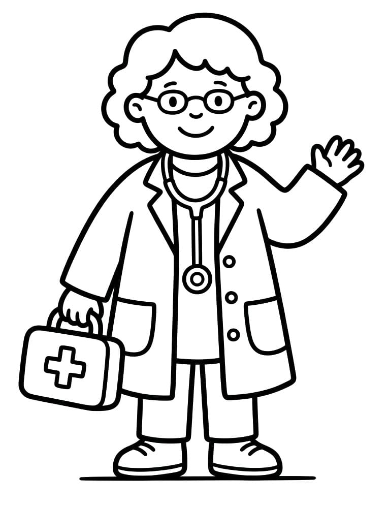Fise de colorat cu Doctor fericit