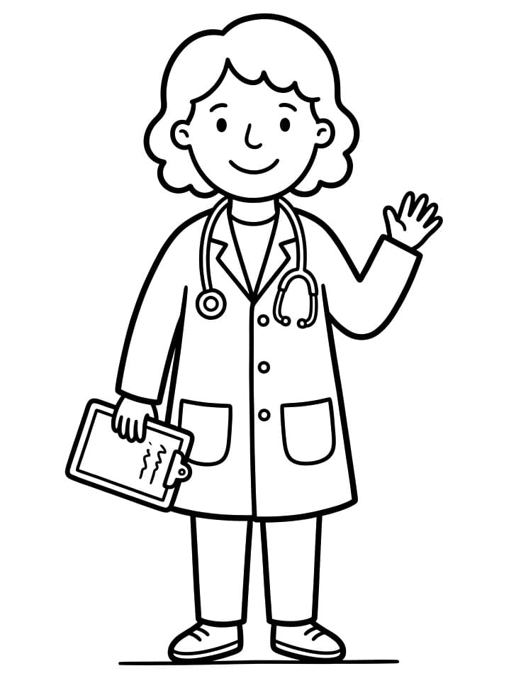 Fise de colorat cu Doctor prietenos