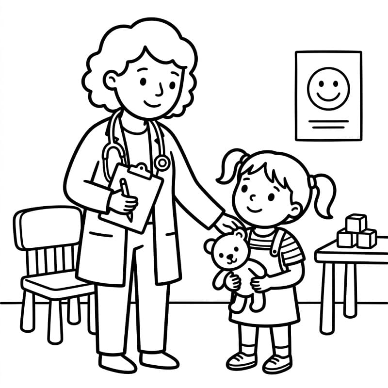 Fise de colorat cu Doctor zâmbitor