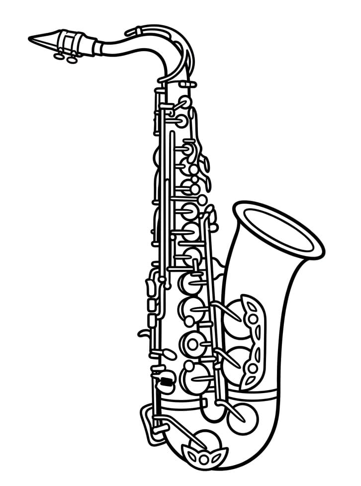 Fise de colorat cu Frumos Saxofon