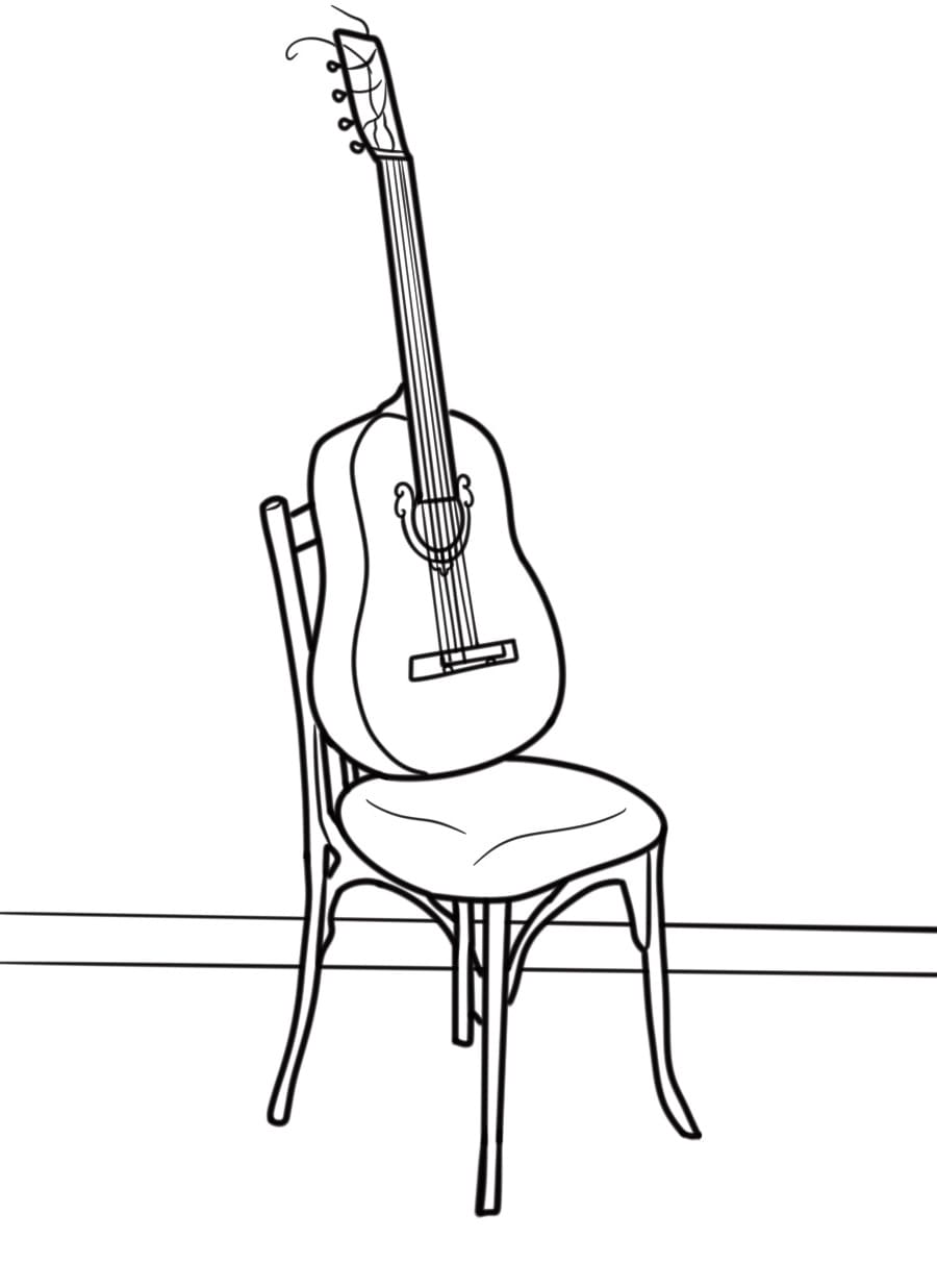 Fise de colorat cu Imagine cu chitară