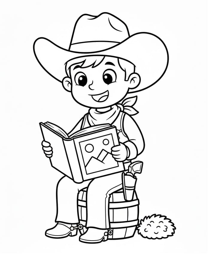 Fise de colorat cu Imagine gratis cu cowboy