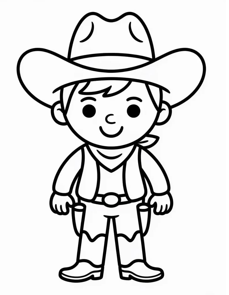 Fise de colorat cu Imagine gratuită cu cowboy